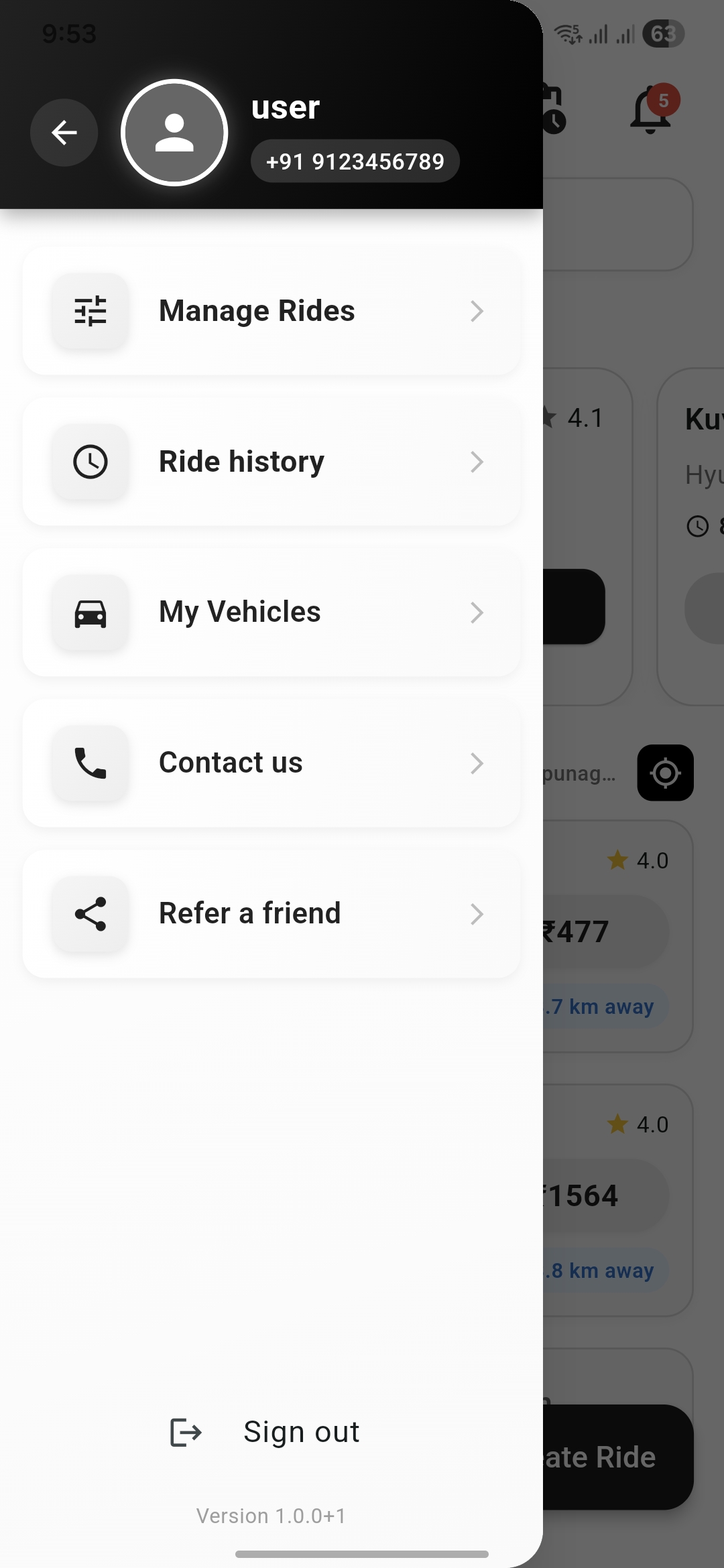 CAARVN App — Navigation Menu
